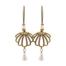 boucle d'oreille kit bijou à créer soi-même  perles coquillage, pompons