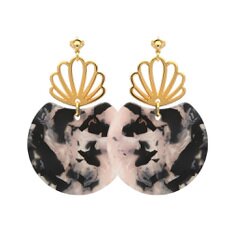 boucle d'oreille cuir kit bijou à créer soi-même résine écaille, perles coquillage