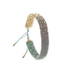 Bracelet tissage miyuki avec métier à tisser kit-bijou DIY Alhambra doré La cabane à Perles